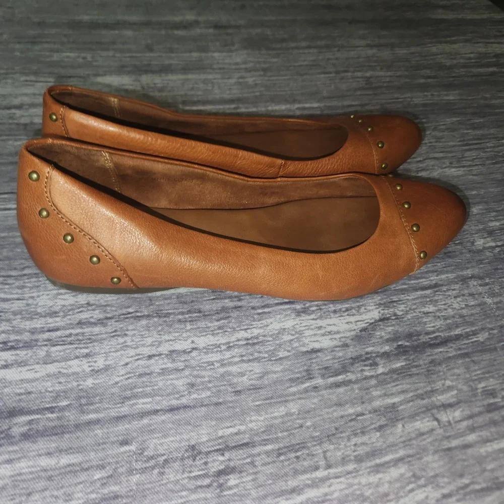 Korks Ease Leather‎ Flats Studded Pointed Toe Balletcore Anabel Shoes 6.5